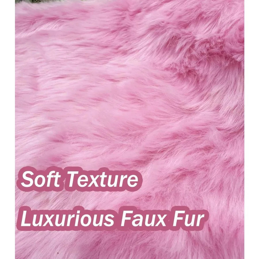 60 Inch Faux Fur Christmas Tree Skirt Pink Plush Skirt for Merry Christmas Party Christmas Tree Decoration