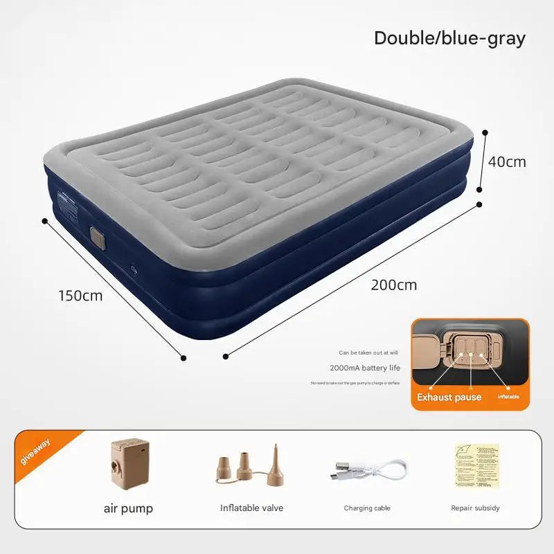 Indoor Outdoor Camping Portable Sleeping Bed Pad Soft Comfort Thickened Mattress PVC Inflatable Mattress With Built-In Air Pump