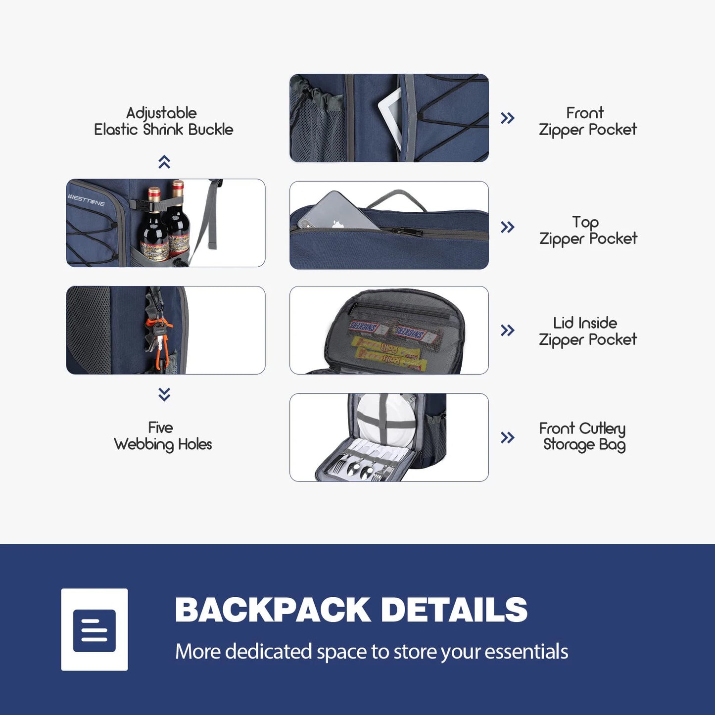 WESTTUNE 35 Can Cooler Backpack Leakproof Insulated Soft Cooler Bag Camping Beach Cooler Ice Chest Backpack for Hiking Travel