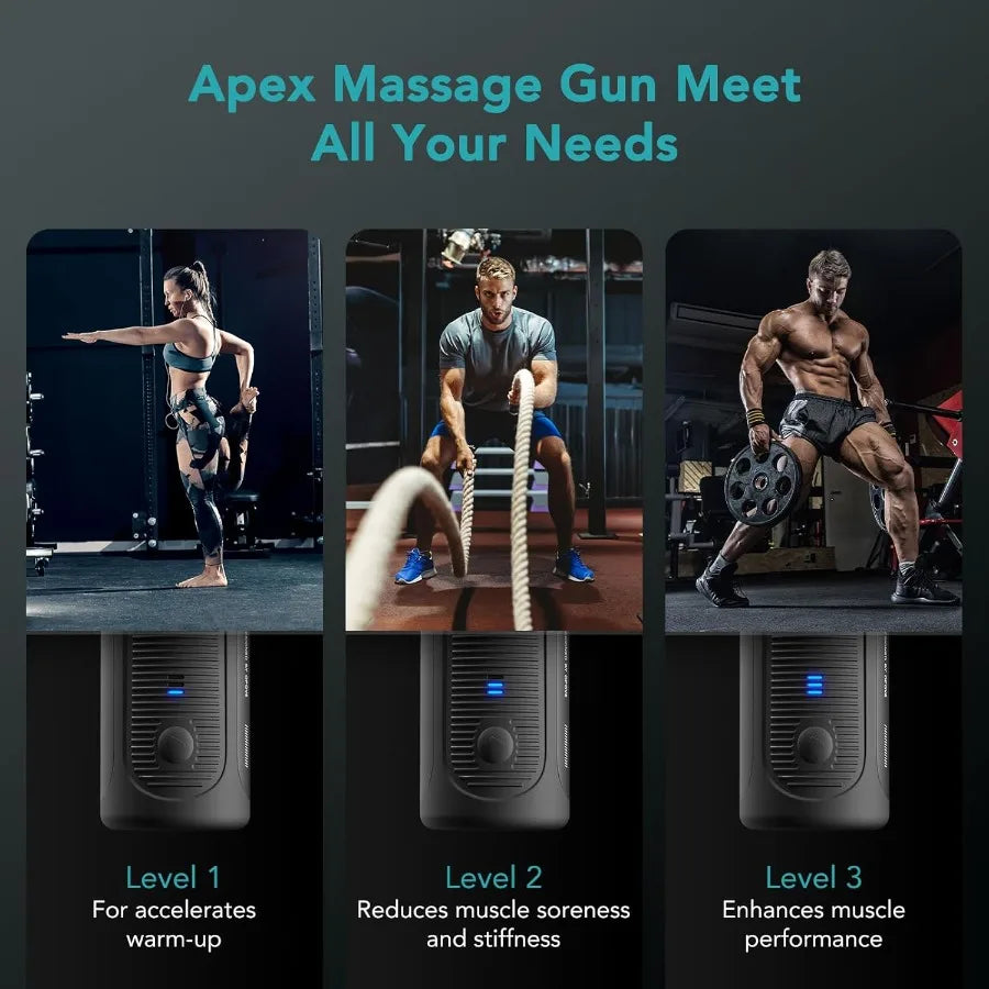 Apex Massage Gun Deep Tissue 14.5mm Percussion Fascia Muscle Massager for Athletes Workout Pain Relief Recovery Relaxation Prof