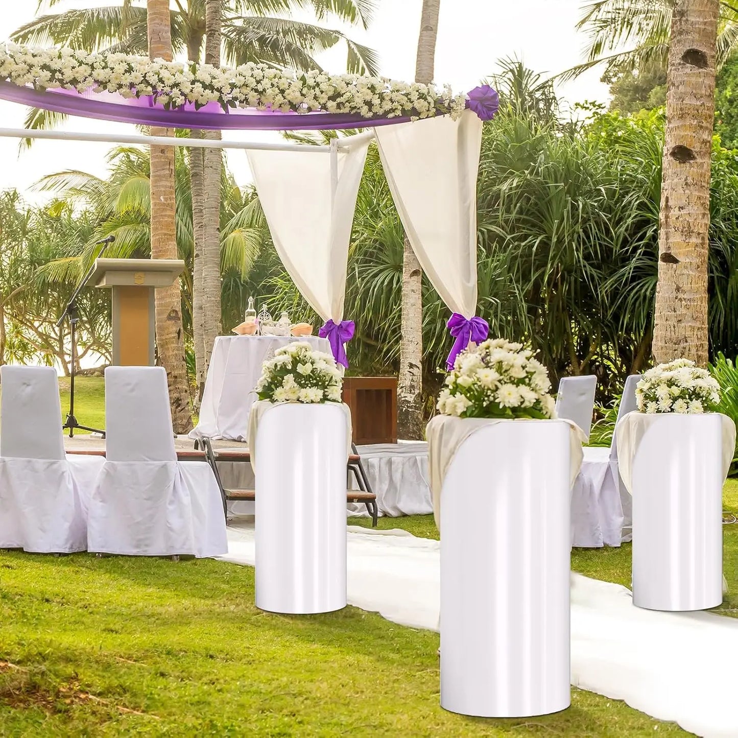 Cylinder Stands for Party White Display Plinth Cylinder Pedestal Stand Detachable for Birthday Wedding Decoration (5piece)