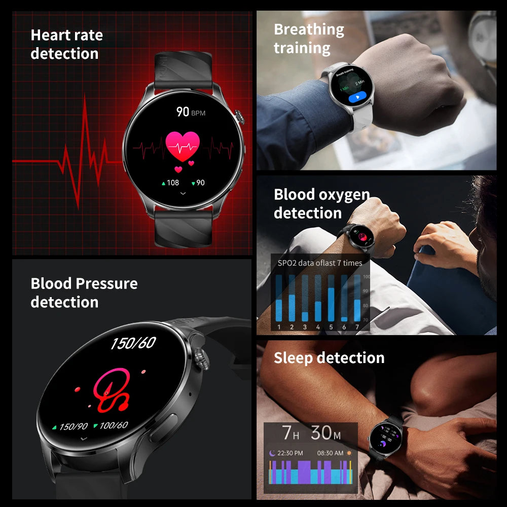 KUMI GW3 Pro Smartwatch 1.43" AMOLED Display IP68 Waterproof Bluetooth 5.2 Fitness Watch Heart Rate Blood Oxygen Tracker