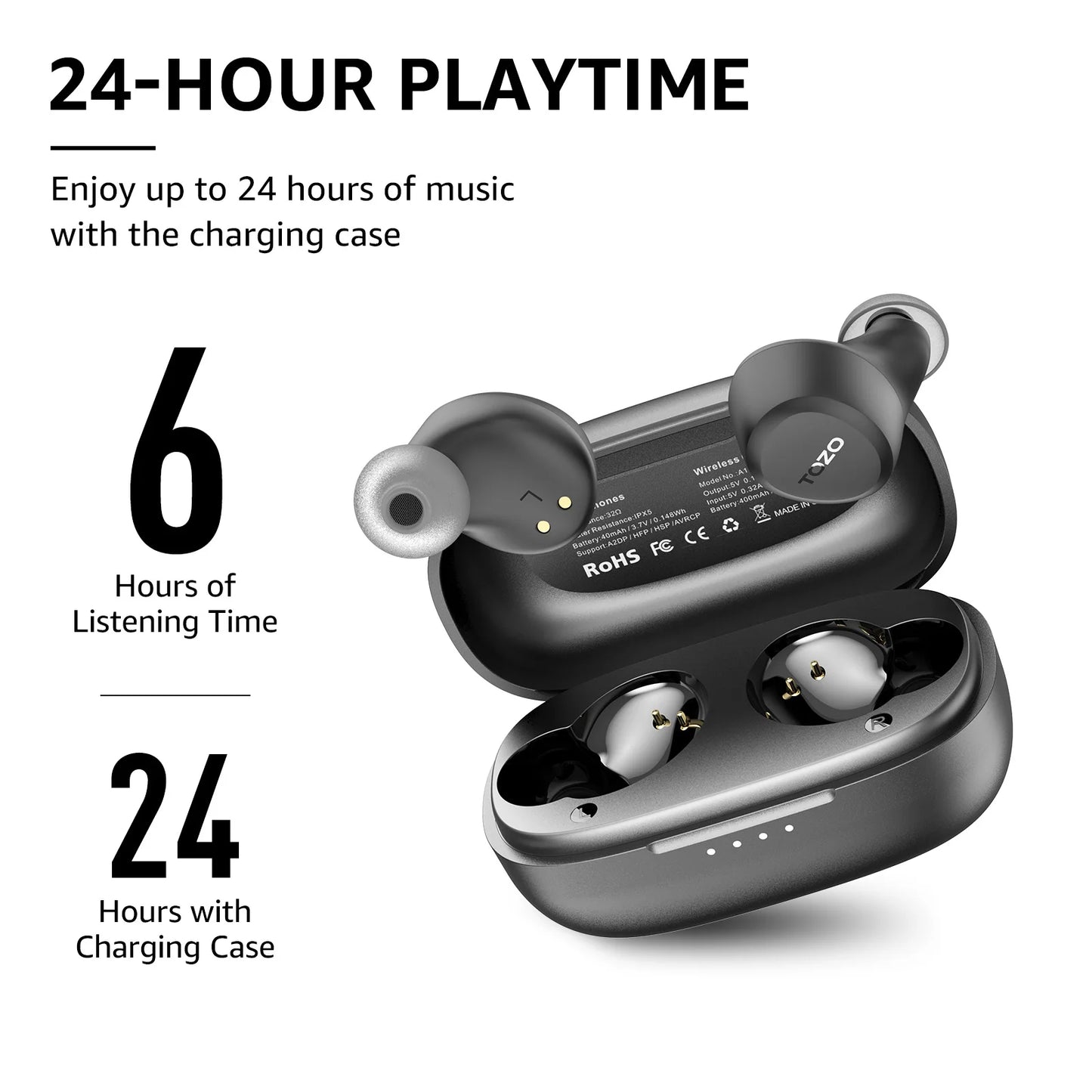 Refurbished TOZO Earbuds TWS Original Wireless Ultra Light Touch Control Headsets Bluetooth Earphones Sport For Iphone Android