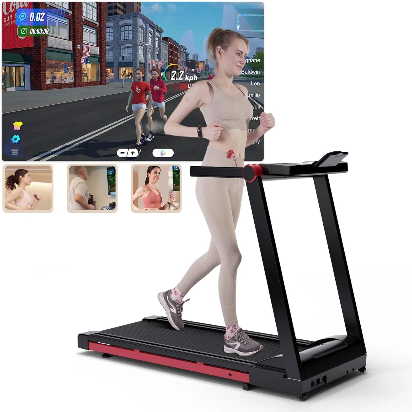 3.5HP Foldable Treadmill 350lbs Adjustable 6% Incline Walkingpad for Home/Office LCD APP Data Treadmills 10MPH Exercise Machine