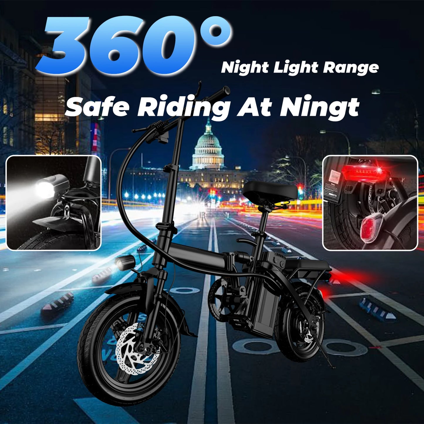 Lelekuai 500W Folding Electric Bike 20 MPH Battery Included