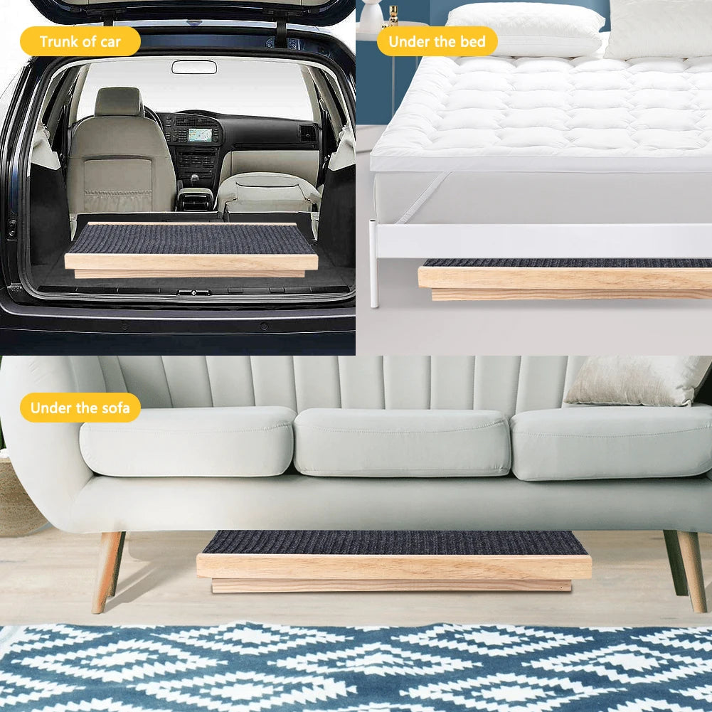 Dog Ramp Pet Wooden Ramp with Adjustable Height Folding Portable Ramp with Anti-Skid and Wear-Resistant Horizontal Slope Surface