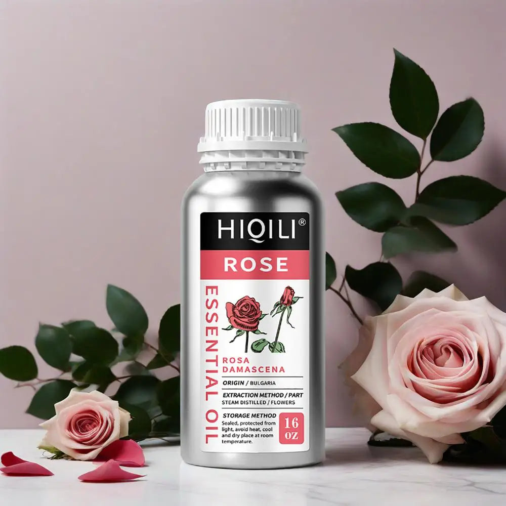 HIQILI 500ML Pure Rose Essential Oil Natural for Diffuser Aromatherapy Skin Care Massage Perfume & DIY Body Lotion