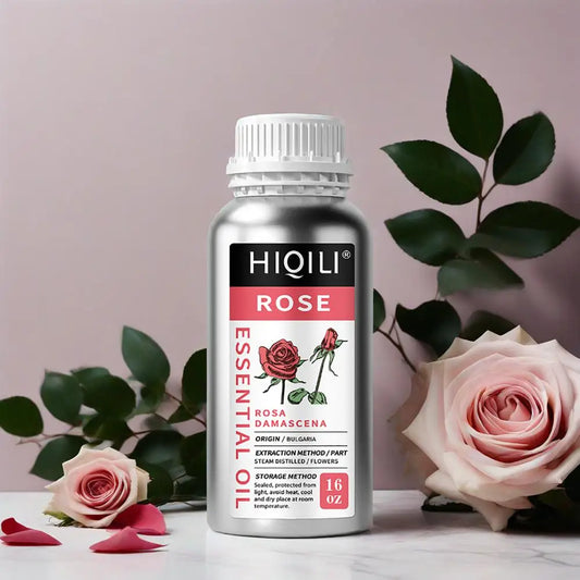 HIQILI 500ML Pure Rose Essential Oil Natural for Diffuser Aromatherapy Skin Care Massage Perfume & DIY Body Lotion