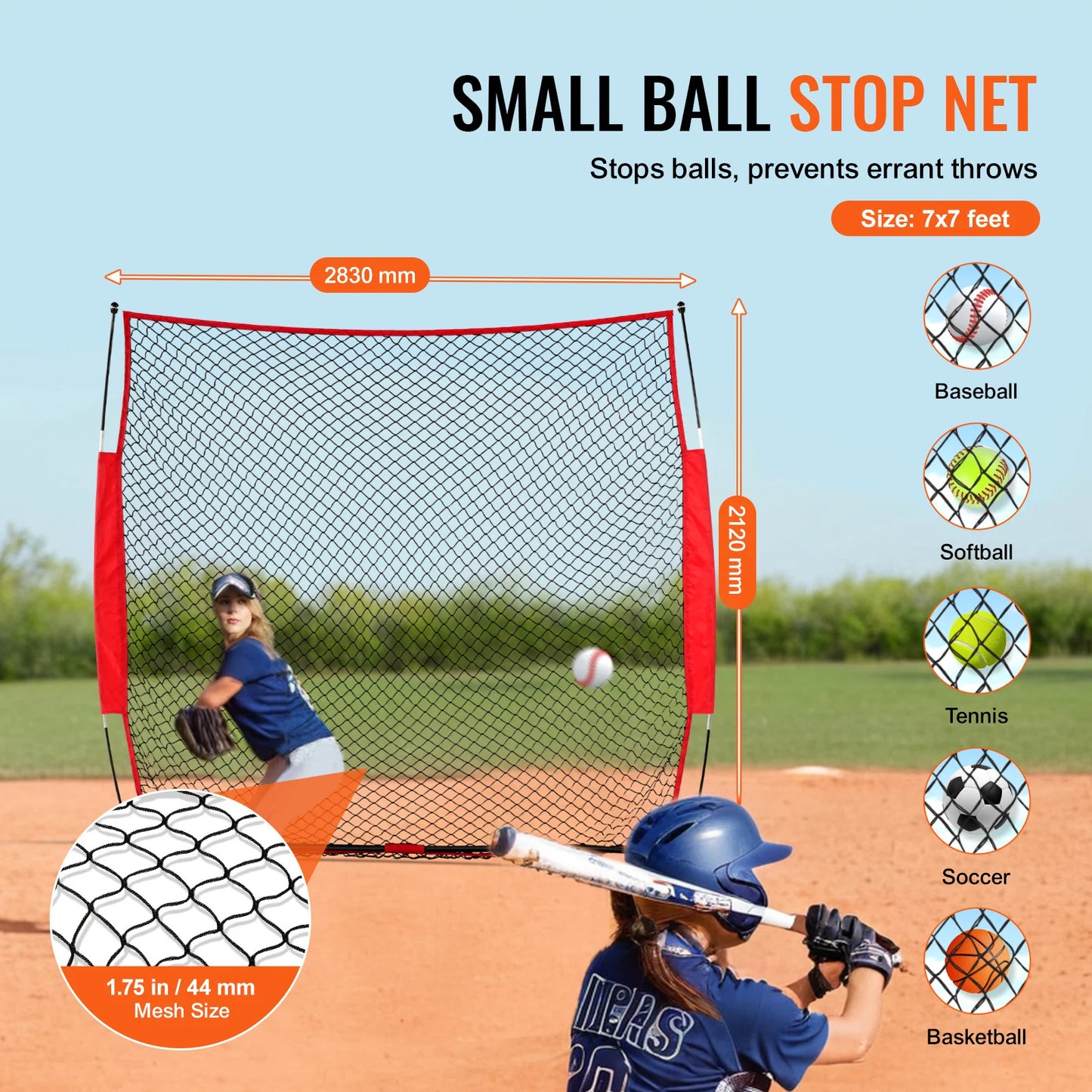 SucceBuy Barricade Backstop Net Portable Sports Barrier