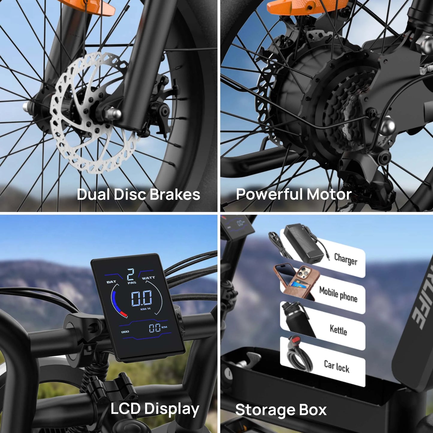 Peak 1500W Electric Mountain Bike with 48V 15.6Ah Removable Battery, 28MPH 100 Mile Range, 20" X 4" fat Tire E-bike