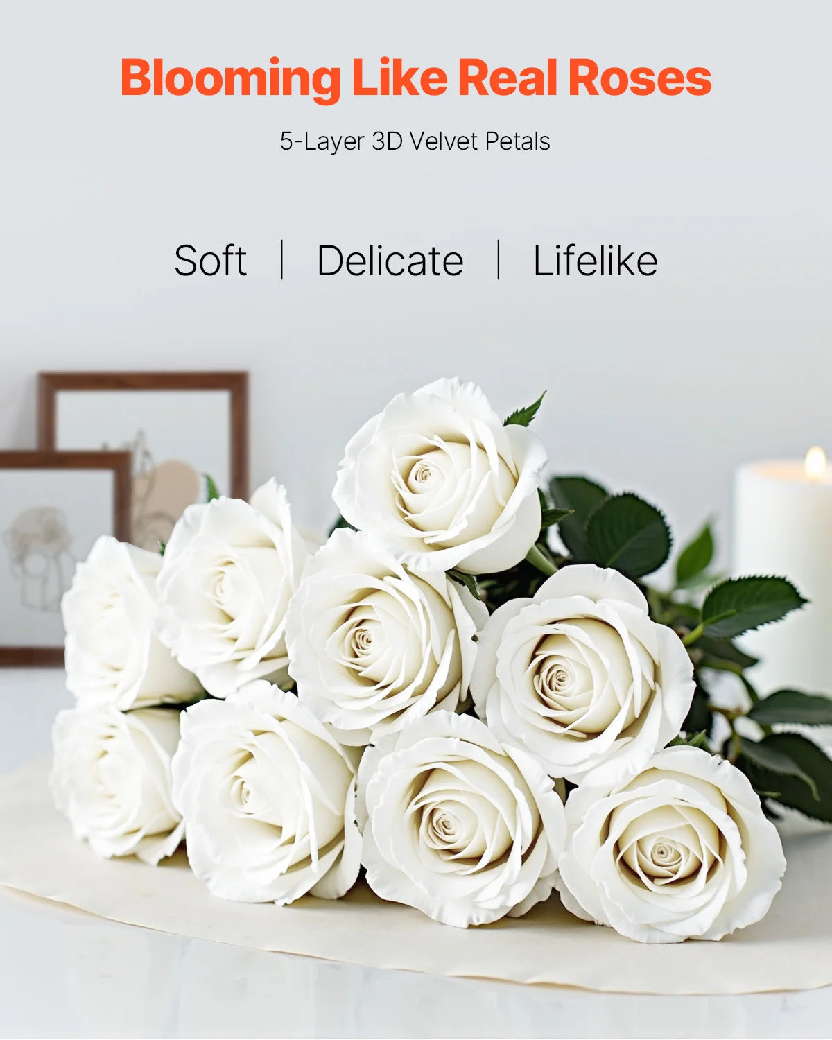 VEVOR Artificial Roses Bulk White Faux Flowers For Weddings