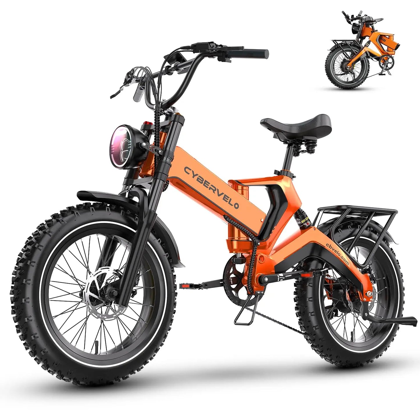 Cybervelo EK6 Peak 2000W Folding Electric Bike for Adults, 35MPH 100Miles, 48V 25Ah Removable Battery,20"x4.0 Fat Tire E-bike