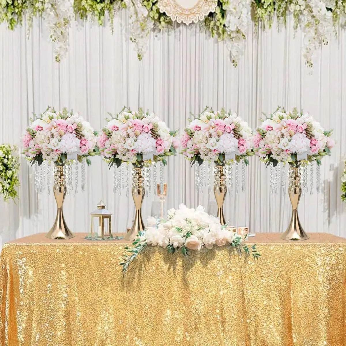 8pcs Wedding Centerpieces for Tables Gold Vase Crystal Flower Stand Floral Vases for Tabletop Flower Stand Gift Party Home Decor