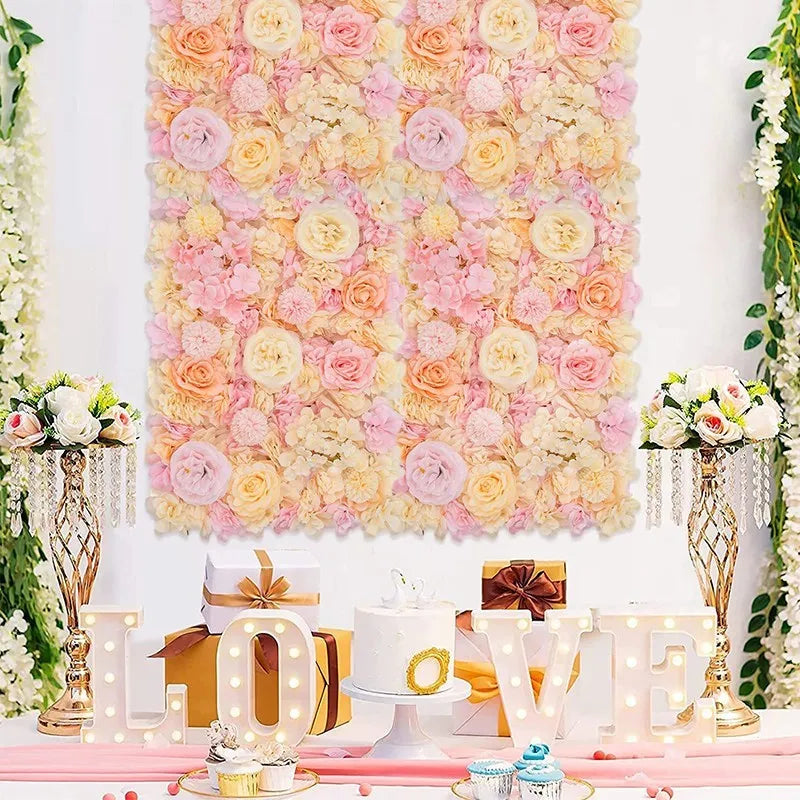 CN Shandong Silk Rose Wall Panels Artificial Flower Backdrop