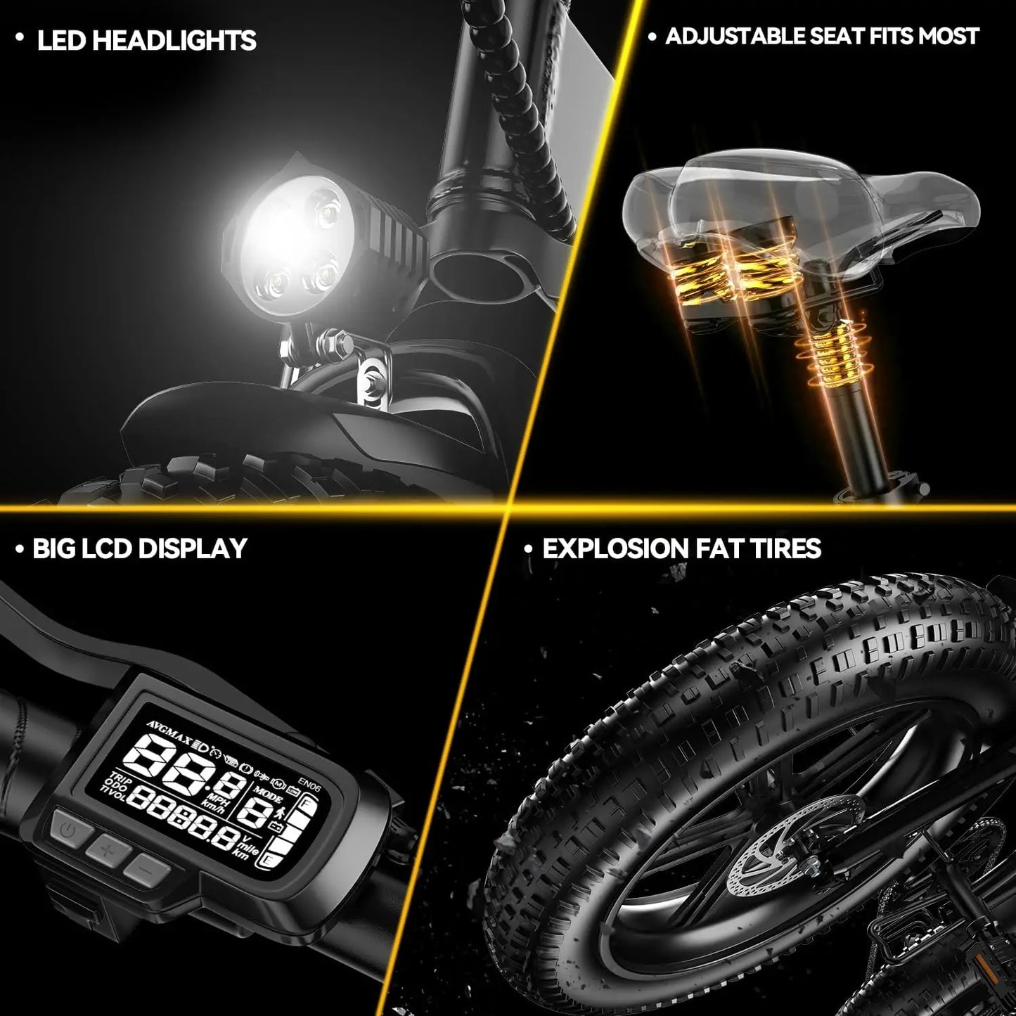 Cybervelo MARS700 1000W Folding Electric Bike,48V 20.8AH Removable Battery Adults E-Bike,30+MPH,80 Miles Max Range, 20" Fat Tire