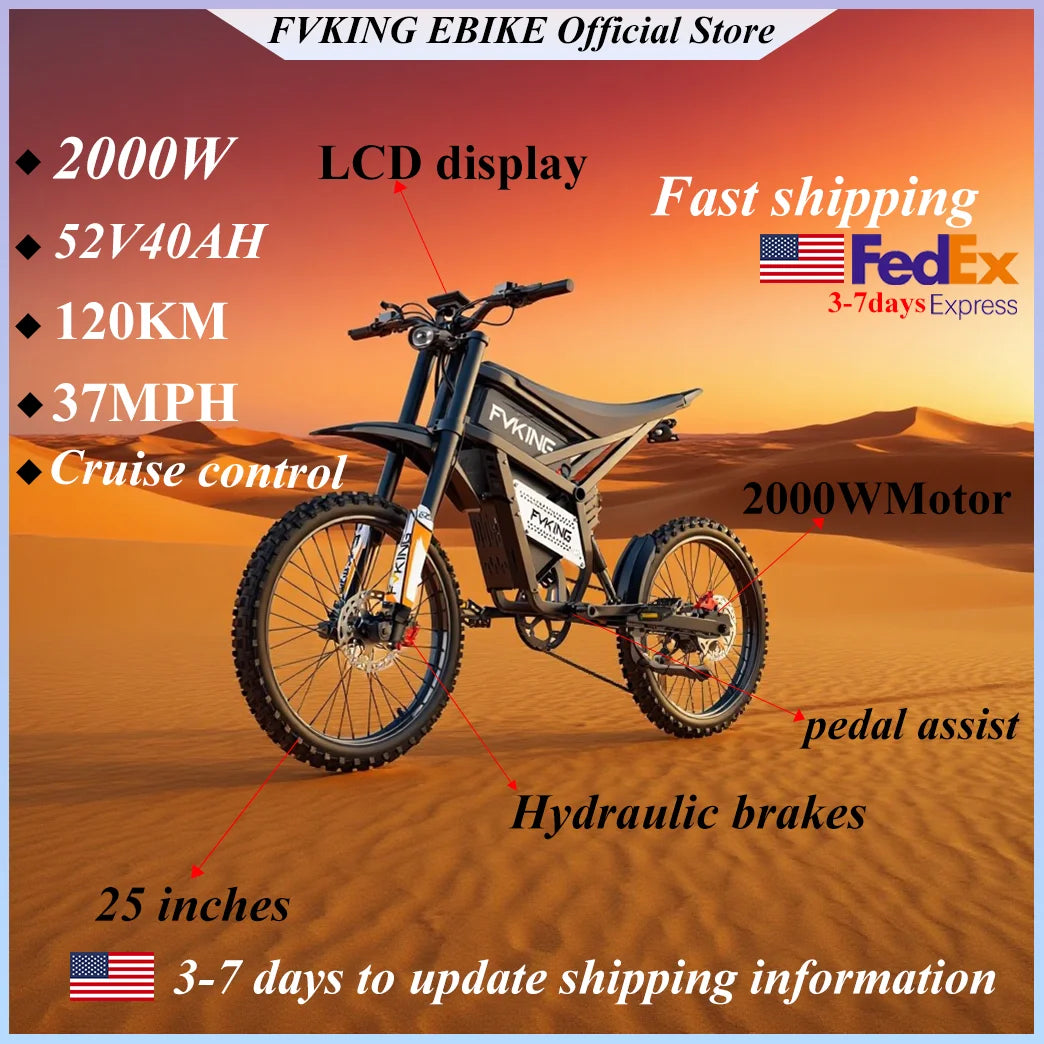 FVKING E6 Off Road Electric Bicycle 52V 40Ah 2900W Ebike