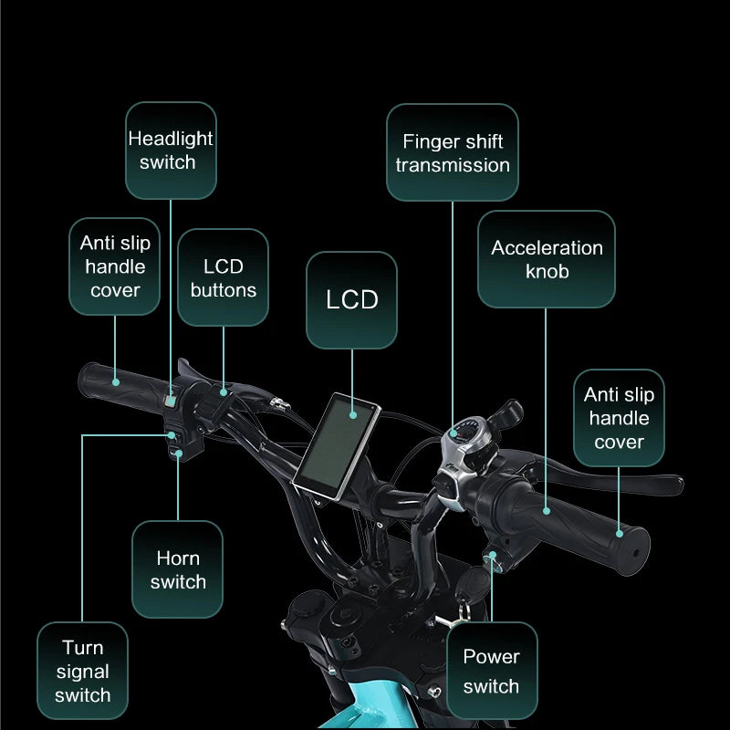 US Stock 🔥 AKEZ 750W Retro Electric Bike - 48V 13Ah Battery, 20'' Fat Tire E-Bike, Vintage Style Bicycle for Adults