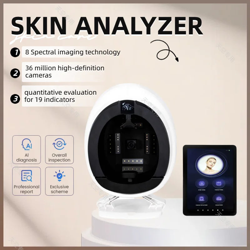 15.6 inch New 3D Facial Skin Analyzer Machine Skin Analyzer Facial Machine 8 Light Spectrum Skin Analysis Scanner