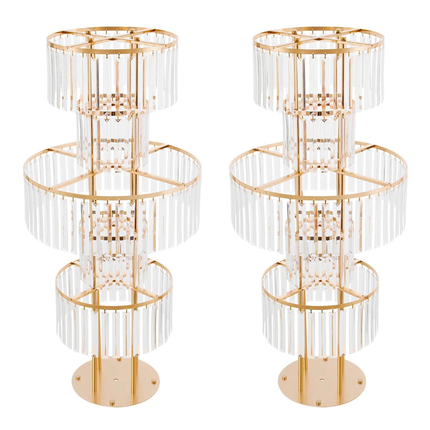 2pcs 5 Tier Acrylic Flower Stand Modern Crystal-like Floor Table Plant Holder for Wedding Party Home Decor