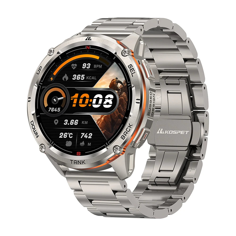 KOSPET TANK T3 Ultra 2 GPS Smart Watch For Men Smartwatch Compass Altimeter Barometric 5ATM IP69K Waterproof AMOLED Mens Watches