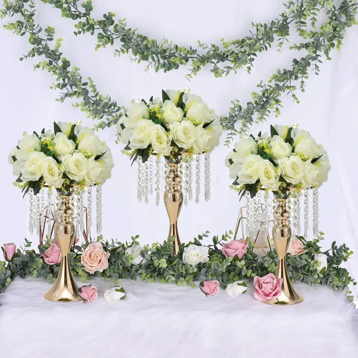 8pcs Wedding Centerpieces for Tables Gold Vase Crystal Flower Stand Floral Vases for Tabletop Flower Stand Gift Party Home Decor