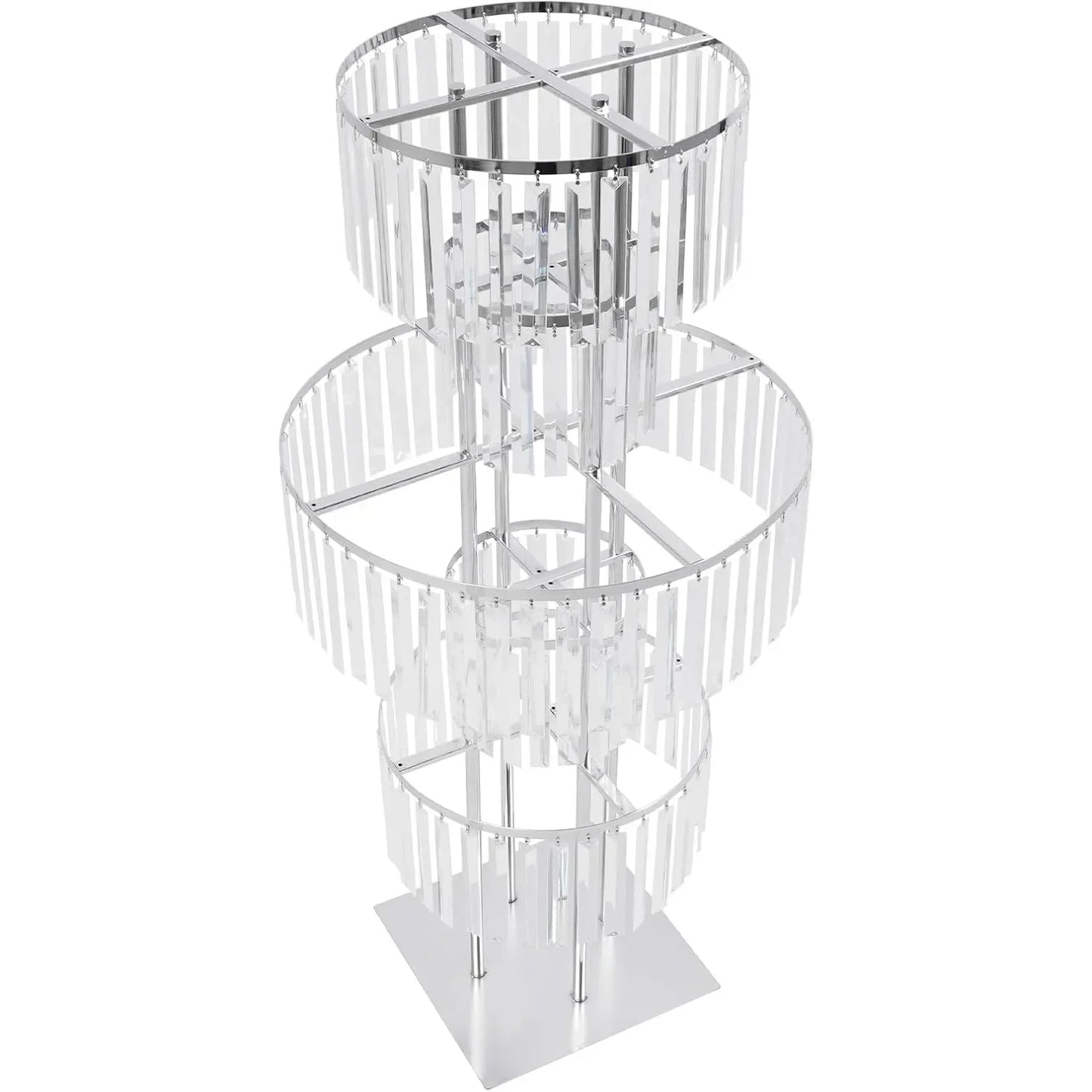 5 Tiers Crystal Flower Stands, 43.3 In Round Chandelier Pedestal,Wedding Table Centerpieces for Birthday Party Decoration