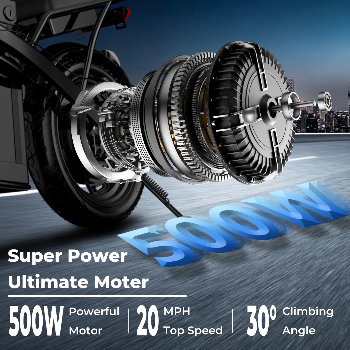 Lelekuai 500W Folding Electric Bike 20 MPH Battery Included