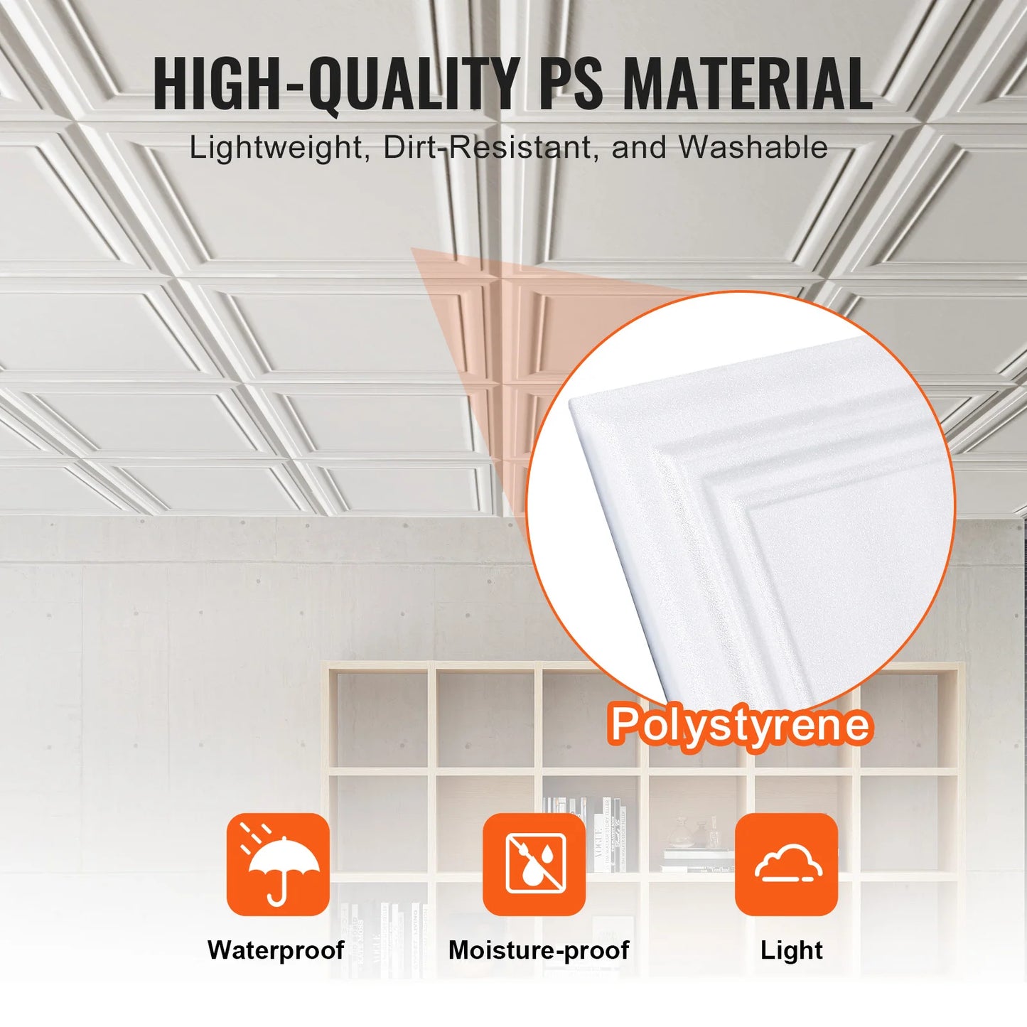 SucceBuy Premium Polystyrene Ceiling Tiles Drop Ceiling