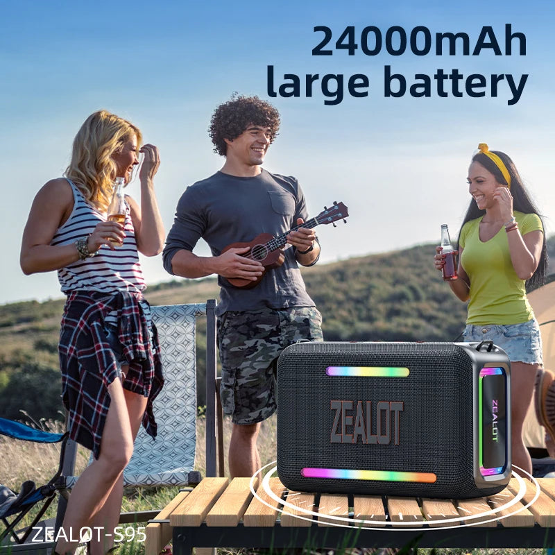 ZEALOT-S95 120W Waterproof Portable Loud Bluetooth Speaker, Wireless Outdoor Boombox SubwooferTriple Passive Radiators-Deep Bass