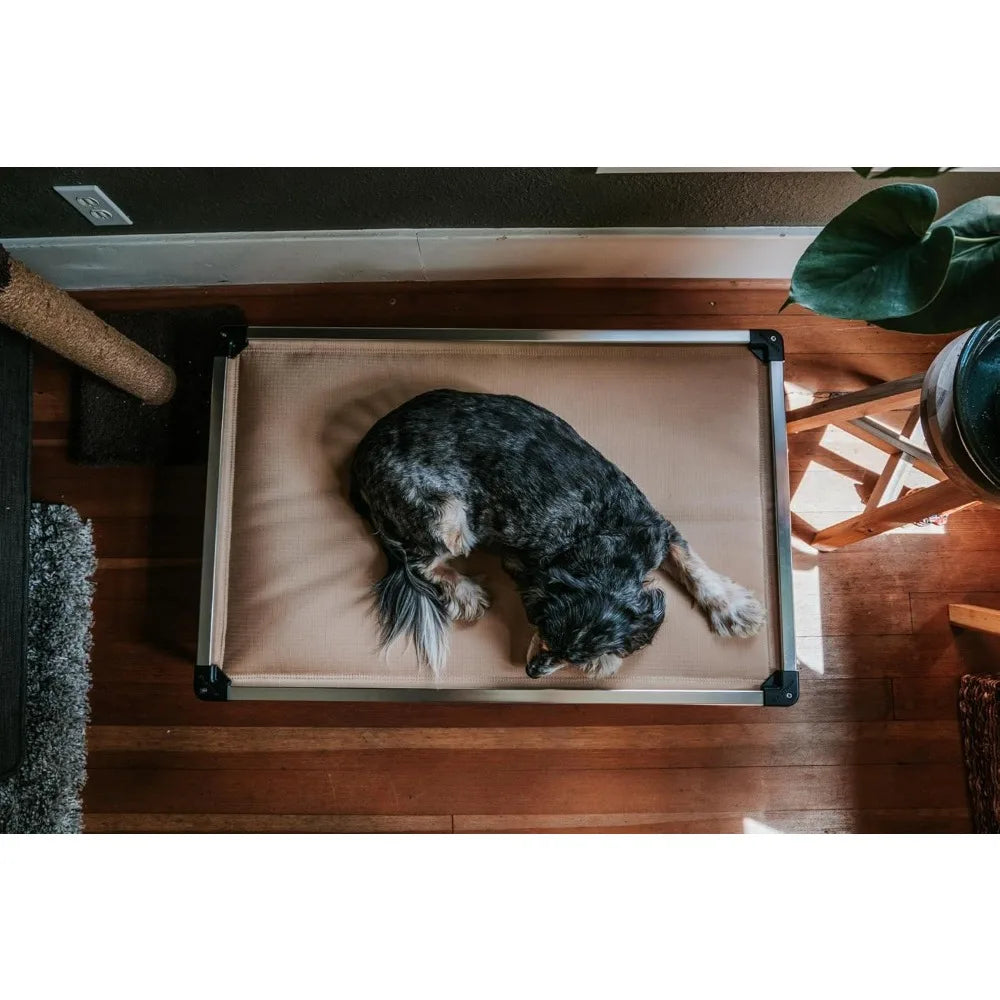 Chew Proof Armored Padded Dog Crate Bed, Virtually Indestructible, Legs Included Sandstone, X-Large