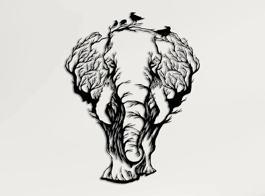 XMSJH Geometric Elephant Metal Wall Art Interiors Decor