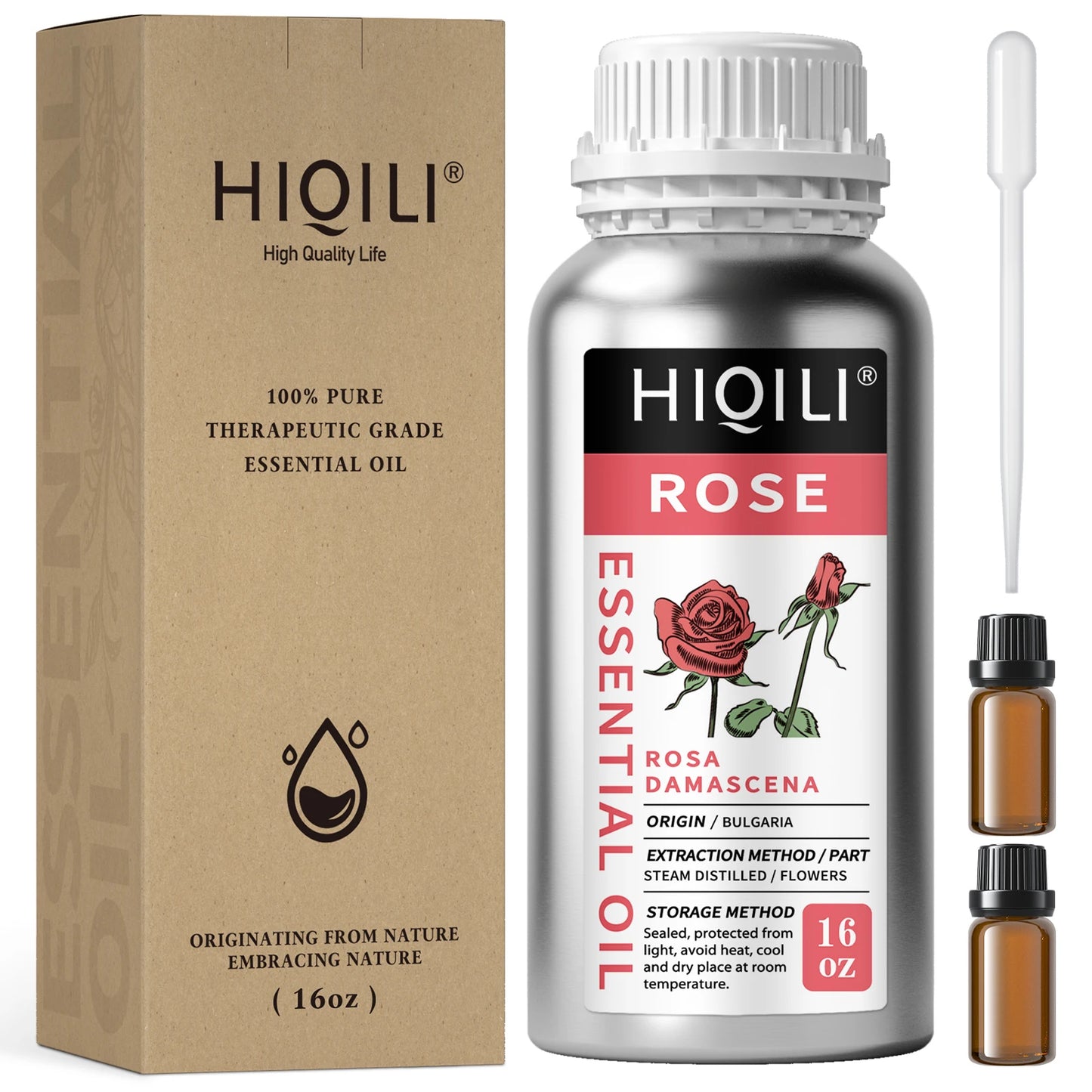 HIQILI 500ML Pure Rose Essential Oil Natural for Diffuser Aromatherapy Skin Care Massage Perfume & DIY Body Lotion