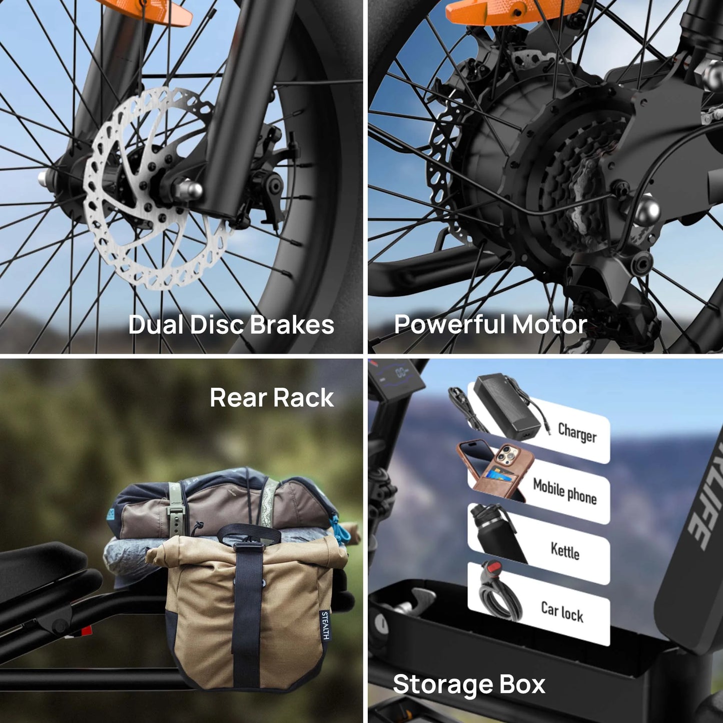 1500W Peak Electric Mountain Bike 48V 15.6Ah Removable Battery 28MPH 100 Mile Range 20X4" Fat Tire E-Bike Free Shipping Hot Sale