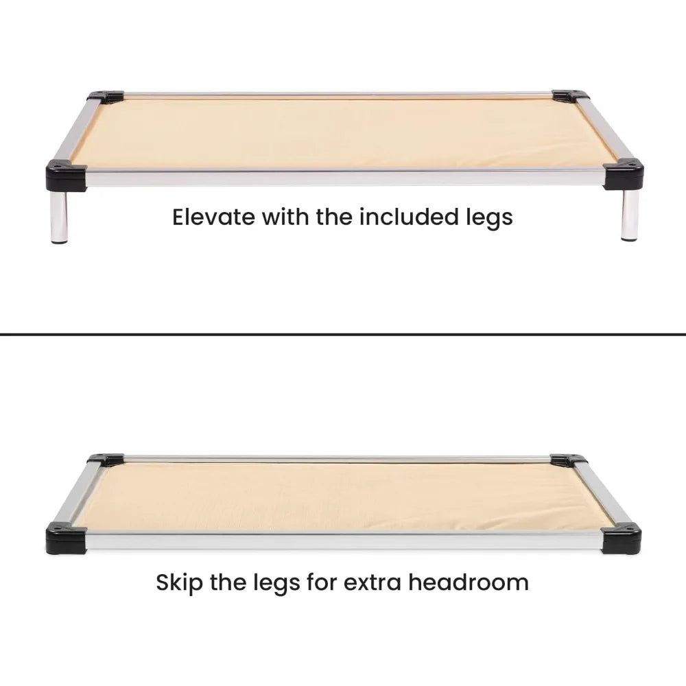 Chew Proof Armored Padded Dog Crate Bed, Virtually Indestructible, Legs Included Sandstone, X-Large