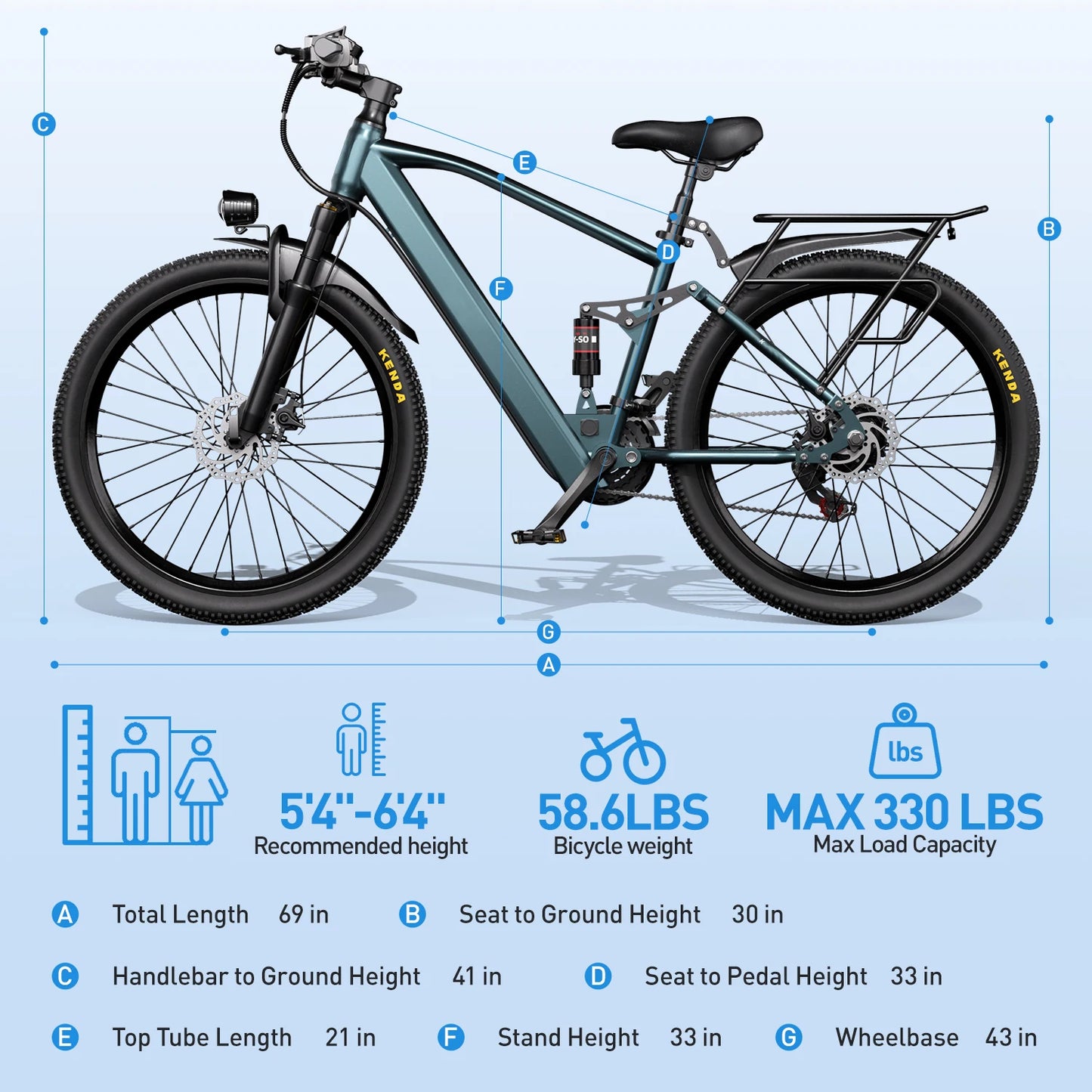 Origin Electric Mountain Bike 500W 36V LCD Display Ebike