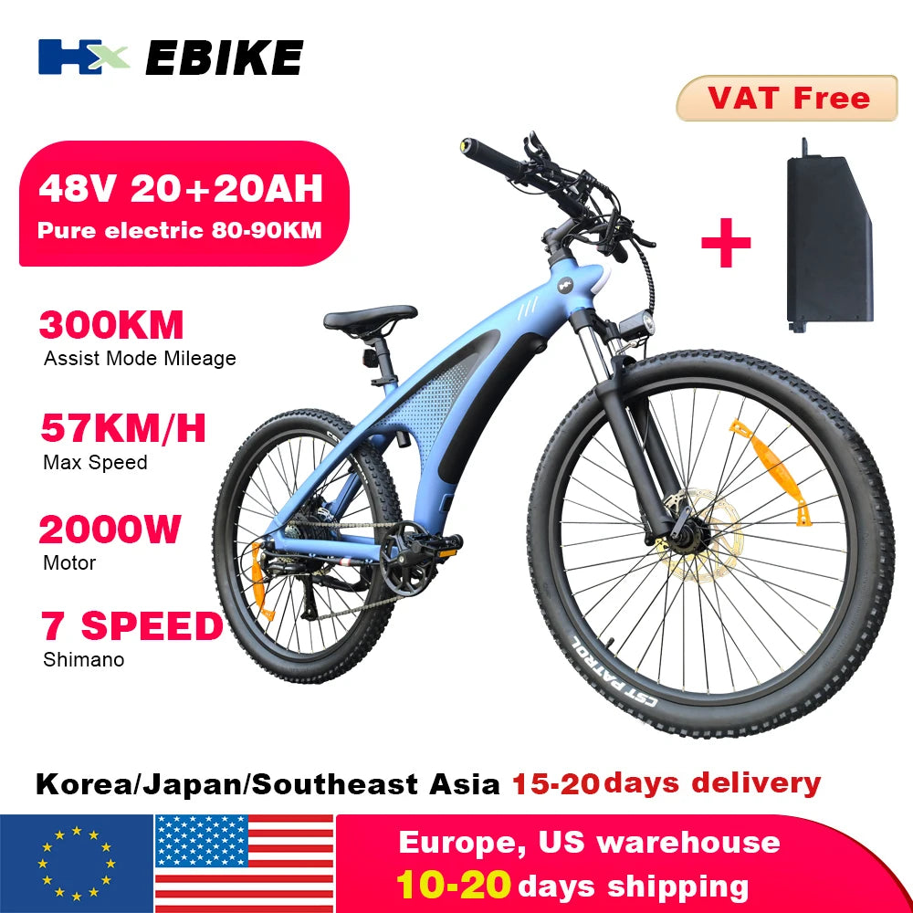 HX Q5 Ebikes 2000W Adults Electric Bike Bicycle 2000W 48V 20AH 27.5 Inch Off-Road Tire Electric E Bikes Mountain Ebike