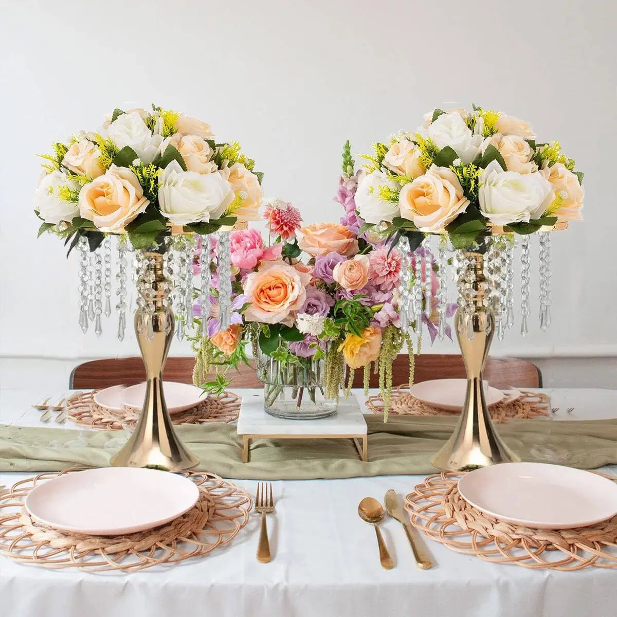 8pcs Wedding Centerpieces for Tables Gold Vase Crystal Flower Stand Floral Vases for Tabletop Flower Stand Gift Party Home Decor