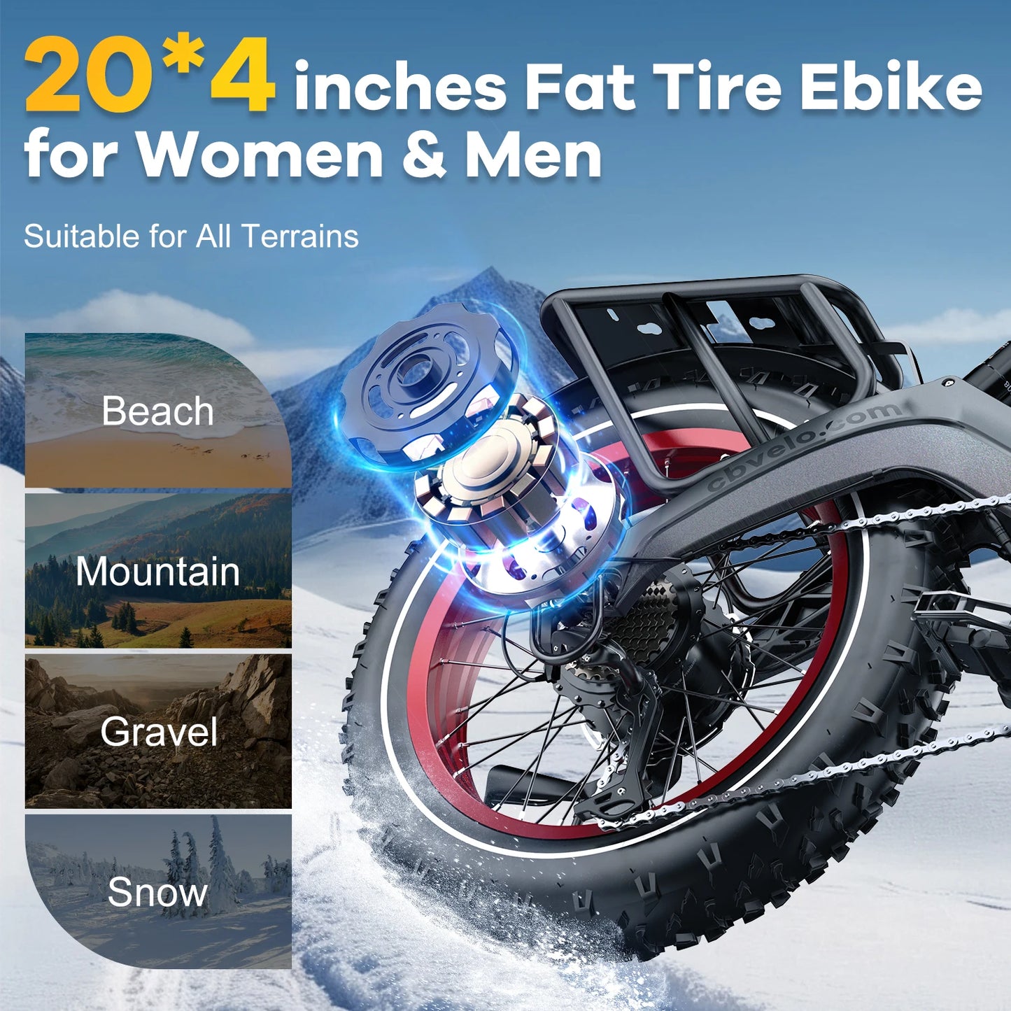 Cybervelo EK6 Peak 2000W Folding Electric Bike for Adults, 35MPH 100Miles, 48V 25Ah Removable Battery,20"x4.0 Fat Tire E-bike