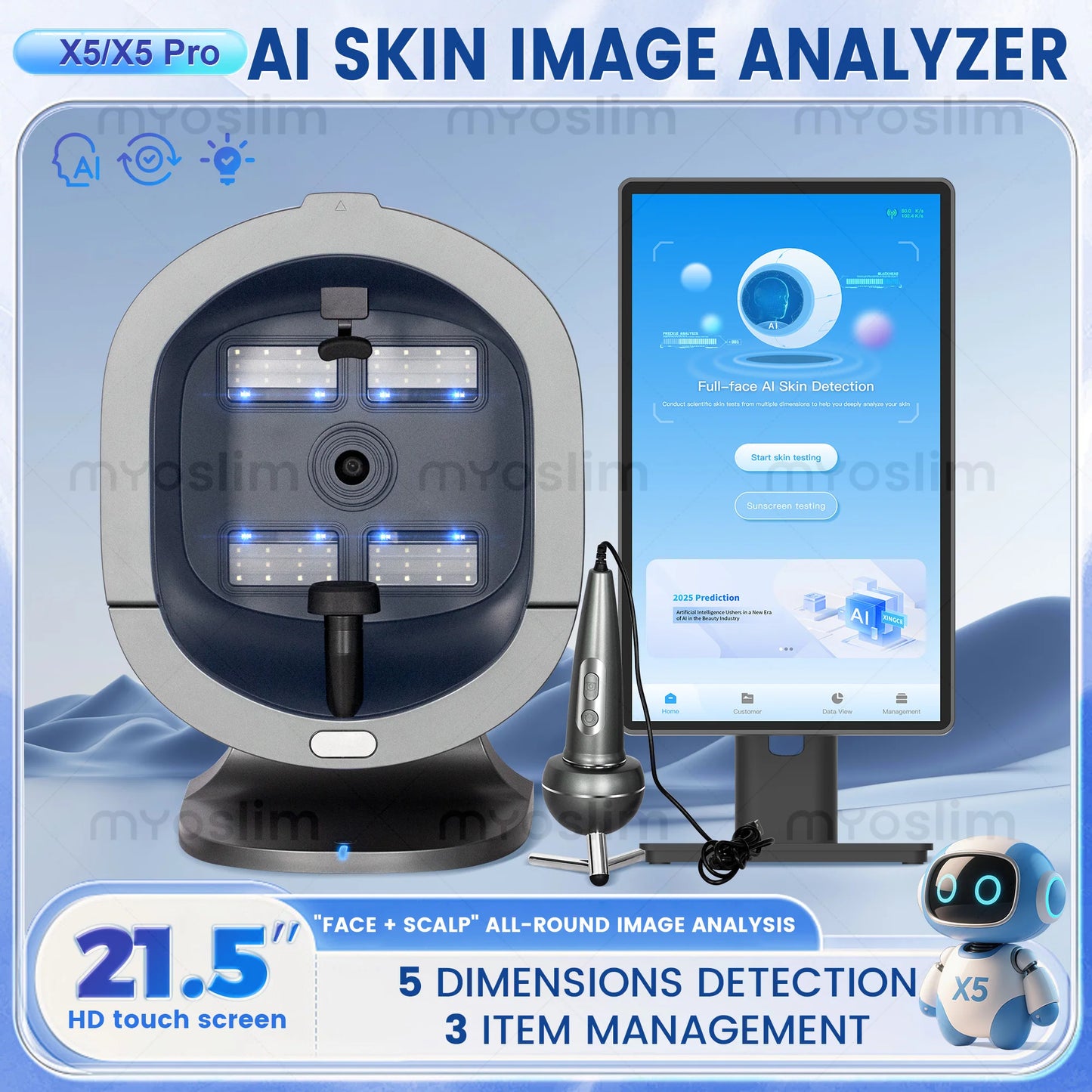 Artificial Intelligence Technology Facial Care Analyzer Hair Follicle Scanner Beauty Skin Diagnostic Instrument