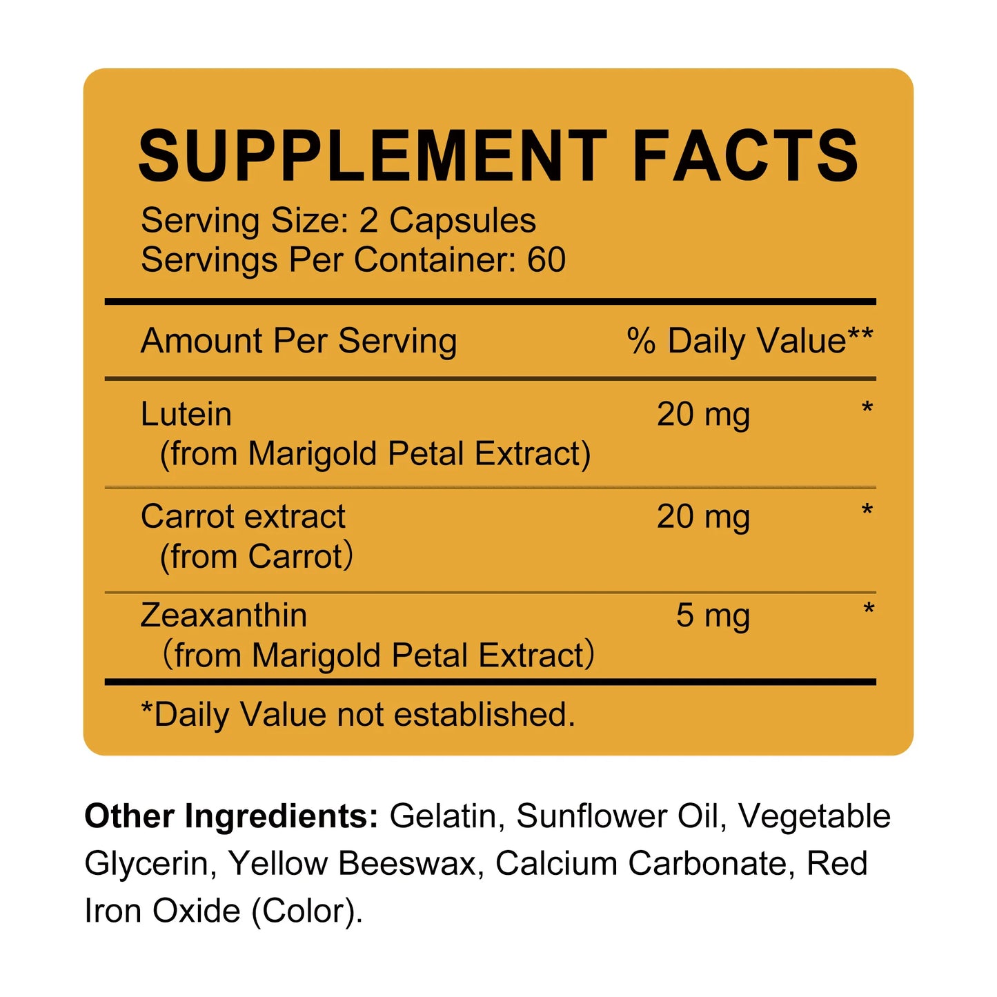 Lutein - with Zeaxanthin -  Rapid Vision Recovery, Myopia Support, Promote Eye Health - 120 Capsules
