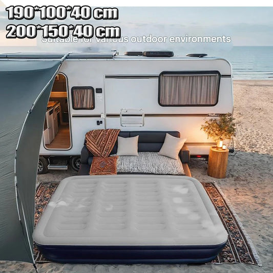 Indoor Outdoor Camping Portable Sleeping Bed Pad Soft Comfort Thickened Mattress PVC Inflatable Mattress With Built-In Air Pump