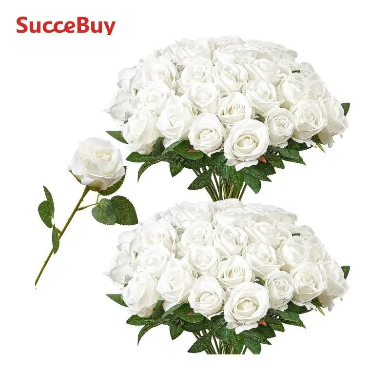 VEVOR Artificial Roses Bulk White Faux Flowers For Weddings