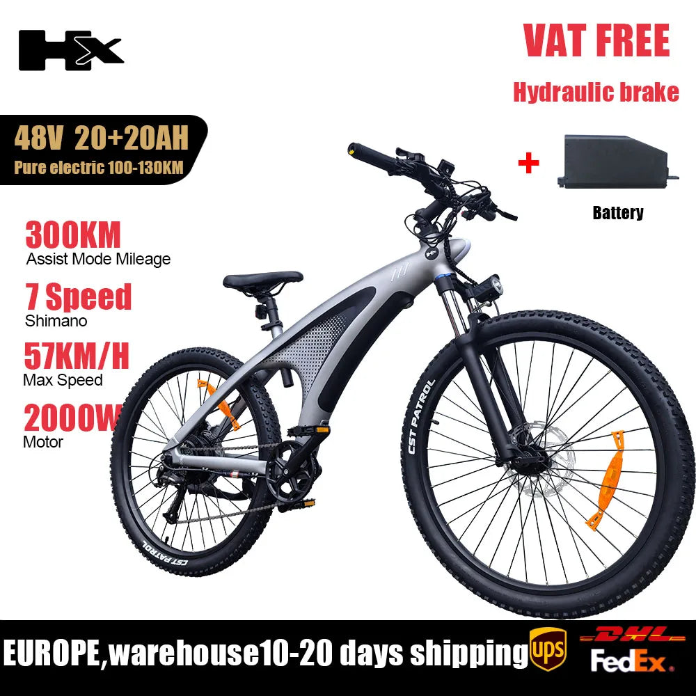 HX Q5 2000W Ebikes 57KM/H Electric Bicycle 27.5 Inch Adults Electric Bike Removable battery Electric E Bikes Mountain Ebike