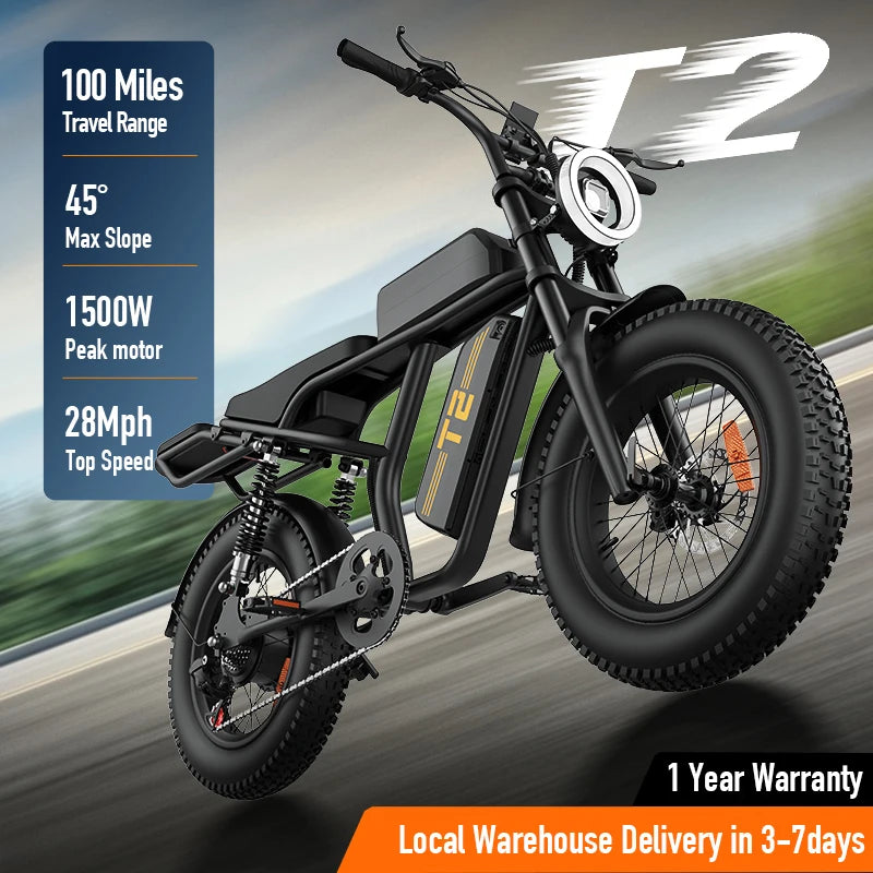 Urlife 1500W Peak Mountain Bike 48V Removable Battery