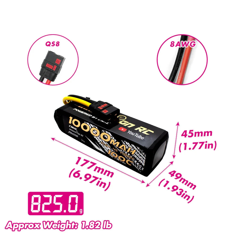 CNHL 10000mAh LiPo Battery 14.8V 100C Softcase EC5 QS8 Plug
