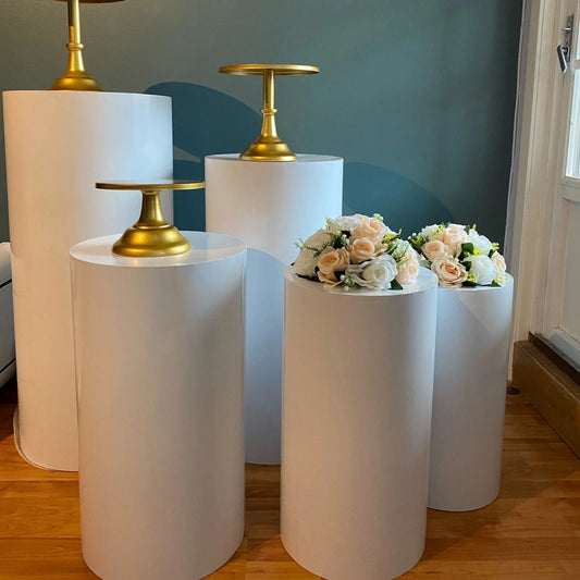 Fujian White Cylinder Cake Pedestals for Weddings Decor