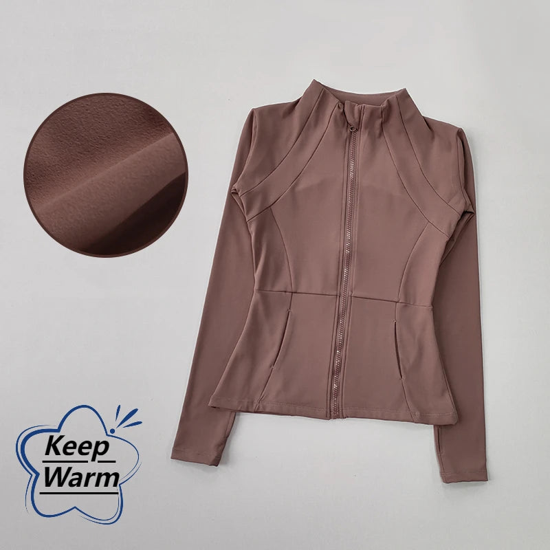Women's Quick Dry Running Yoga Jacket Long Sleeve Slim Fit