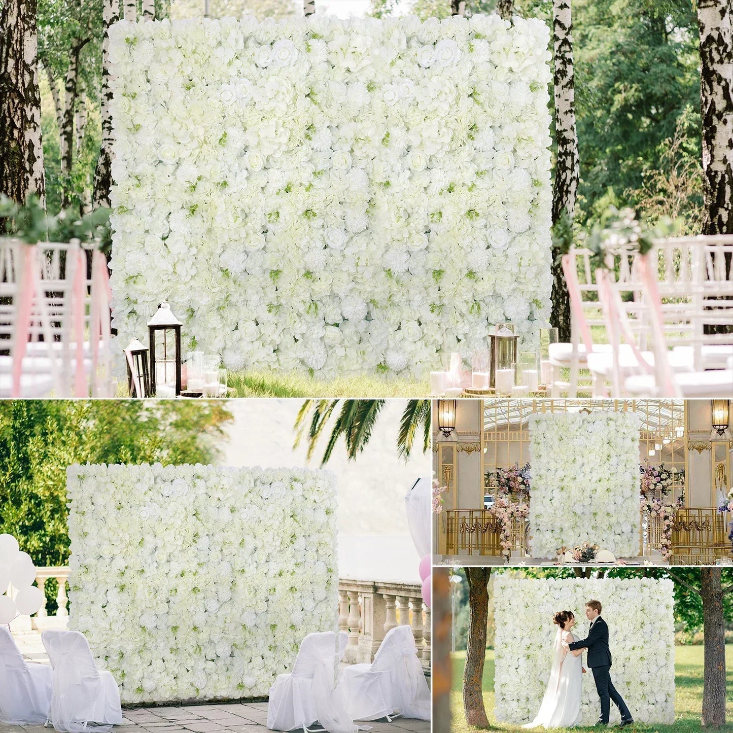 12PCS Artificial Flowers Roses Wall Panel 3D Flower Backdrop Faux Roses for Wall Party Wedding Bridal Shower Outdoor Decoration