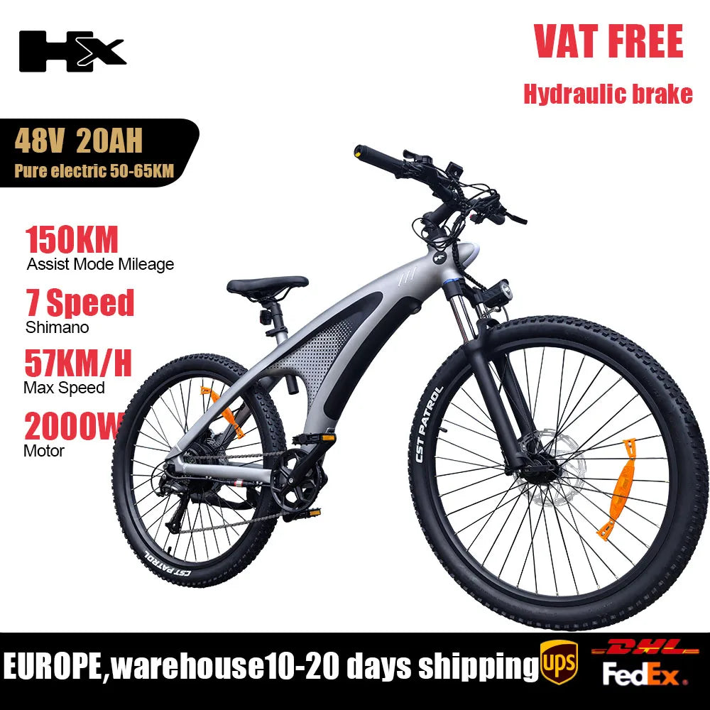 HX Q5 2000W Ebikes 57KM/H Electric Bicycle 27.5 Inch Adults Electric Bike Removable battery Electric E Bikes Mountain Ebike