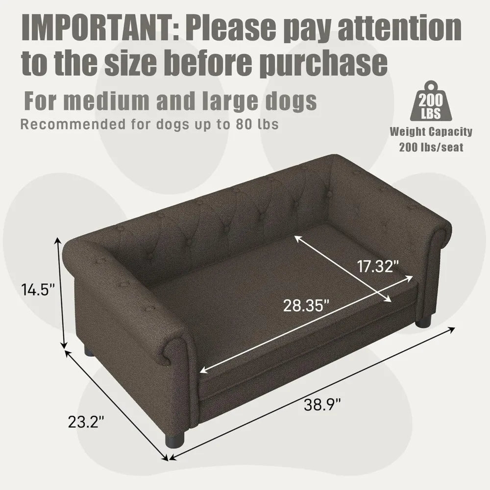 Dog Sofa Couch for Medium to Large Dogs, Memory Foam Pet Sofa Couch with Washable Fabric, Durable Elevated Dog Bed with Legs